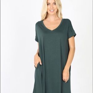 Side slit v neck maxi dress